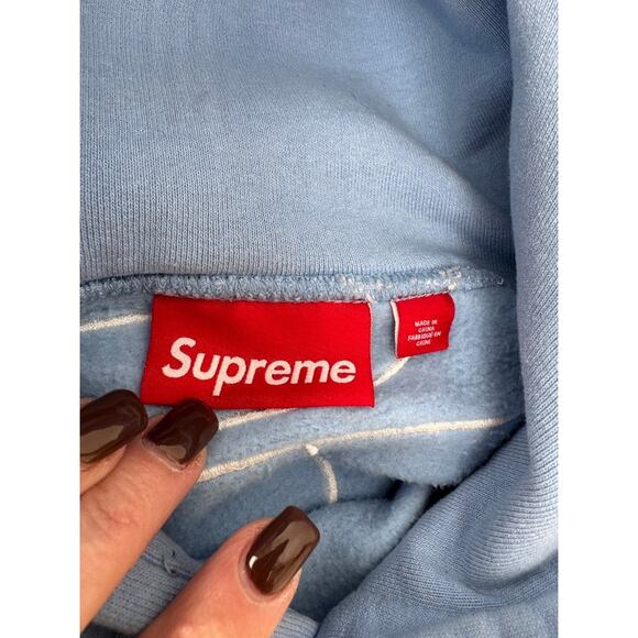 Men's Supreme Baby Blue Satin Appliqué Sweatpants and Hoodie Sweatshirt Size L - Picture 7 of 10
